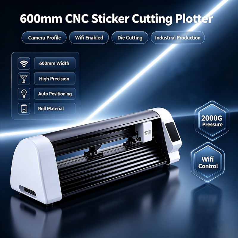 Die Cutting Machine - 600mm CNC-Laser-Aufkleber-Schneideplotter, Kamera-Profil-Stanzmaschine, WLAN-fähiger industrieller Produktions-Schneidemaschine